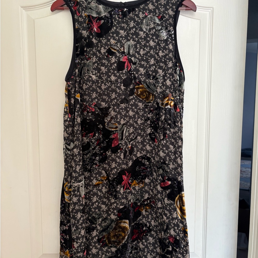 Floral Sleeveless Dress - Black and Red